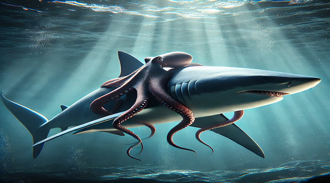 🦑 शार्क की सवारी करता ऑक्टोपस! न्यूज़ीलैंड में अनोखा नज़ारा