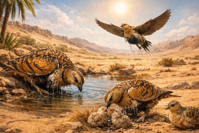 तपता हुआ रेगिस्तान, चारों तरफ रेत का समंदर, और महीनों तक एक बूंद पानी नहीं—फिर भी एक पक्षी ज़िंदा रहता है